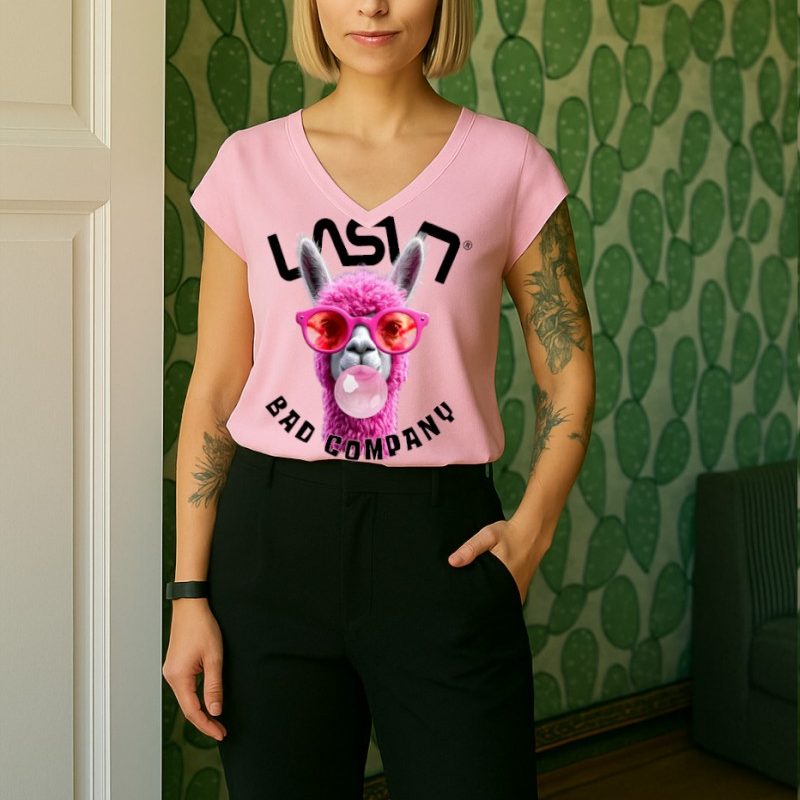 camiseta-de-mujer-lasal-llama-rosa